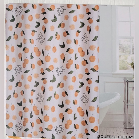 SALE - Rae Dunn Squeeze The Day Oranges Shower Curtain - Picture 5 of 6